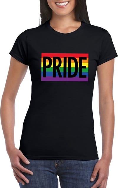 Gay Pride regenboog shirt Pride zwart dames - LGBT/ Lesbische shirts S