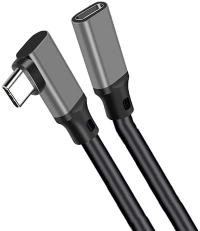 Type-C verlengkabel met elleboogontwerp - PQ116 grijs (10 Gbps + 4K + 100 W)