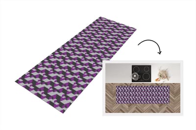Keukenloper - Loper keuken - Blokken - Patronen - 3D - Paars - 150x50 cm - Keukenloper vinyl