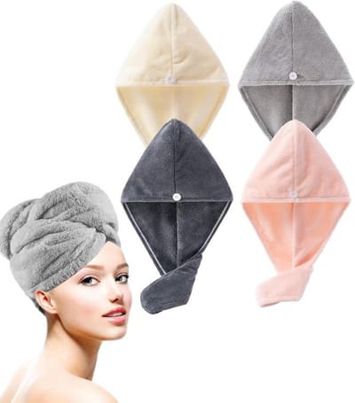 Haar Handdoek Set - Sneldrogend Turban - Haar Drogen - Zachte Microvezel - 4 Stuks - Mix Kleuren