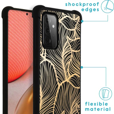 imoshion Hoesje - Geschikt voor Samsung Galaxy A72 - Design Hoesje met Koord - Golden Leaves