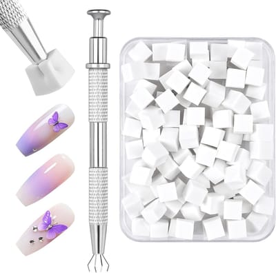 Professionele Kleurverloop Make-up Sponsjes voor Nagelkunst - Inclusief Metalen Houder en Opbergtas - Ideaal voor Beginners en Perfecte Schaduw Effecten