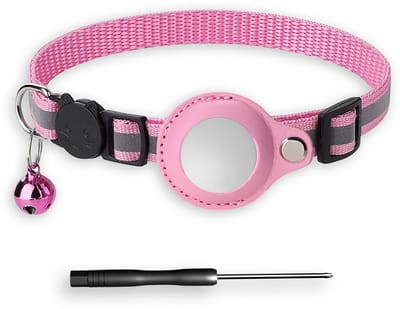 BTH Halsband Kat - Kattenhalsband Roze 18–32 cm - Geschikt Voor Apple Airtag - Kattenbandje - Veiligheidssluiting