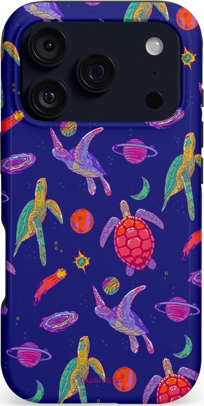 Casetastic hoesje geschikt voor Apple iPhone 17 Pro - MagSafe - Dubbellaagse bescherming - Kosmische schildpad - Fashion Case - Donkerblauw Lavendel