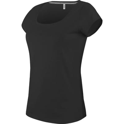 Kariban Dames-t-shirt korte mouwen met boothals K384 - Black - 3XL