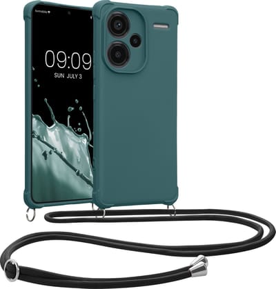 kwmobile telefoonhoesjegeschikt voor Xiaomi Redmi Note 13 Pro+ 5G / Redmi Note 13 Pro Plus 5G - Hoesje van siliconen met telefoonkoord - In petrol