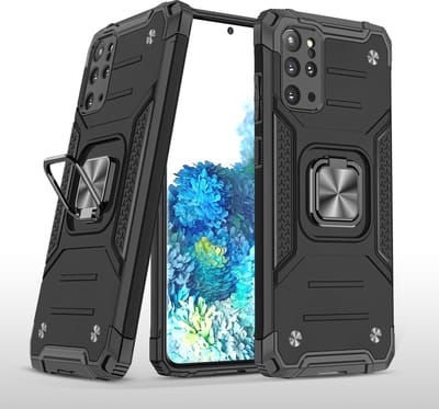 Hoesje Geschikt Voor Samsung Galaxy S20 Plus Hoesje - Heavy Duty Armor hoesje Zwart - Galaxy S20 Plus silicone TPU hybride hoesje Kickstand ringhouder met Magnetisch Auto Mount