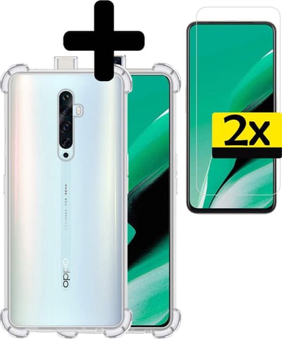 Hoesje - Met Screenprotector - 2 Stuks - Geschikt voor OPPO Reno 2Z - Sterk & Shockproof - Siliconen Case - Back Cover - Telefoon Hoes - Shock Proof - Telefoonhoesjes - Transparant
