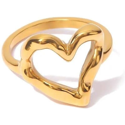 Roestvrij staal mode hart ringen voor vrouwen trendy holle hart vinger ring sieraden cadeau 6