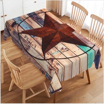 Westerse Boerenschuur Texas Ster Rechthoekige Tafelkleed Feestdecoratie Herbruikbaar Waterdicht Keuken Eettafelkleed Huis Boerenschuur Decor 90x140cm
