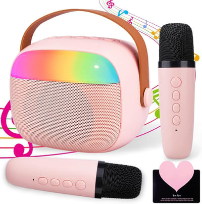 Karaoke Machine voor Kinderen met 2 Draadloze Microfoons - Muziekspeler en Speelgoed voor Meisjes en Jongens