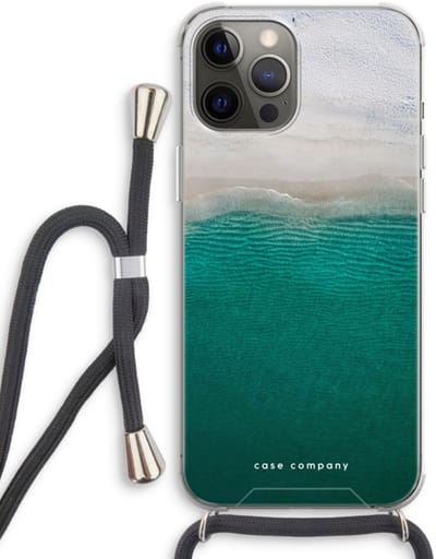 Case Company® - Hoesje met koord geschikt voor iPhone 12 Pro hoesje met Koord - Stranded - Telefoonhoesje met Zwart Koord - Bescherming aan alle Kanten en Over de Schermrand