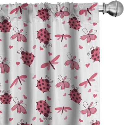 ABAKUHAUS – Lieveheersbeestjes gordijnen 2x75x225 cm – rood-wit