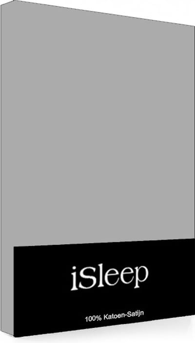 iSleep Satijn-Katoen Hoeslaken - Litsjumeaux - 180x220+40 cm - Grijs