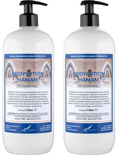 Bodylotion Hamam 1 Liter - met gratis pomp - set van 2 stuks
