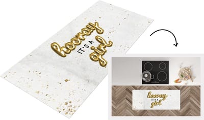 Keukenloper - Loper keuken - Spreuken - Hooray it's a girl - Meisje - Spreuken - 120x50 cm - Keukenloper vinyl