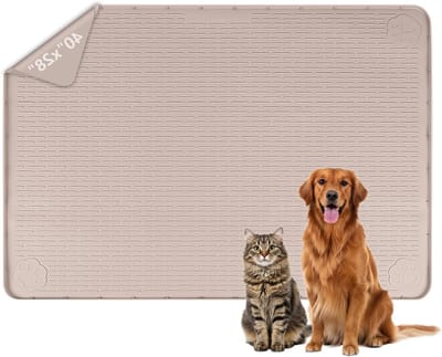 Wasbare Siliconen Pee Mat voor Honden - Herbruikbare Mat voor Waterdichte Vloerbescherming, Geschikt voor Binnen Potty Training en Meerdere Huisdieren (Khaki, 101 x 68 cm)