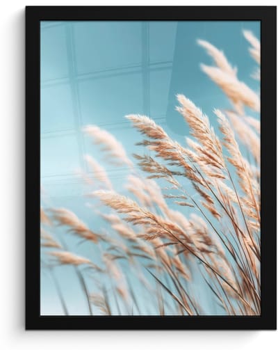Poster in lijst - Fotolijst 30x40 cm - Posters - Siergras - Wind - Lichtbruin - Posterlijst zwart - Decoratie - Wanddecoratie woonkamer - Muurdecoratie slaapkamer