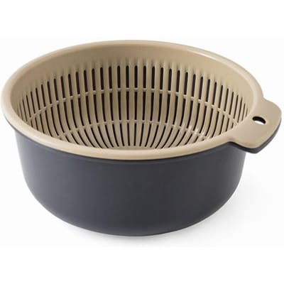 Panier à légumes à double couche, égouttoir à suspension rapide, passoire à fruits multifonction avec côté Small beige