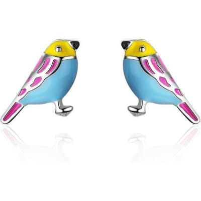Nieuwe Prachtige Kleurrijke Schattige Dier 925 Sterling Zilver Sieraden Druppel Glazuur Epoxy Zoete Vogel Vrouwen Persoonlijkheid Oorbellen SE645 gray