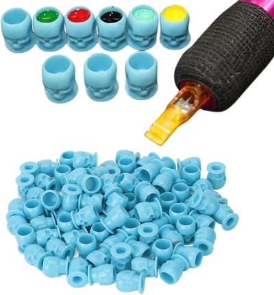 Disposable Tattoo Ink Caps - 200 Stuks, Plastic Inktbekers met Diepe Basis voor Tattoo en Make-up Pigmenten