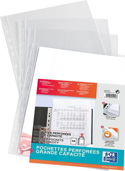 Oxford documenthoezen A4 XL glashelder, super sterk, 230x300mm, 10 stuks