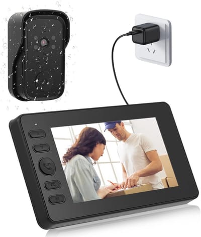 Draadloze Deurbel Camera - Video Intercom - Veilig Huis - 4.3 Inch Scherm - 1080p HD - Zwart