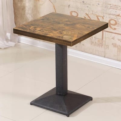 Cannoli Eettafel, keukentafel, kleine eetkamertafel met houten plaat, vierkante eiken tafel, met metalen poten, voor woonkamer, balkon, eetkamer, 60 x 60 x 75 cm (klok)