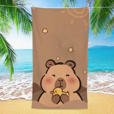 1 ST Schattige Capybara Strandlaken Cartoon Dier Microvezel Sneldrogend Absorberend Zacht Handdoek voor Strand Zwembad Reizen Kinderen Vrouwen Zomer 70x140cm