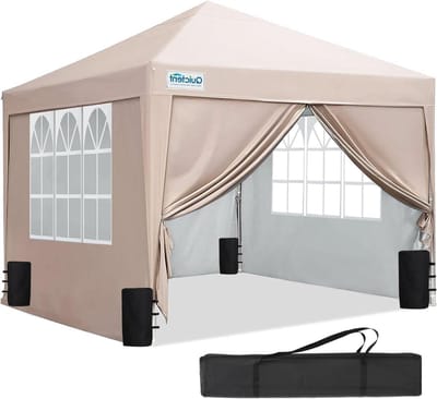 Vouwbare Partytent - Tuinpaviljoen Feesttent - Buitenfeest Organiseren - Waterdicht UV Beschermd - 2 x 2 Meter - Beige