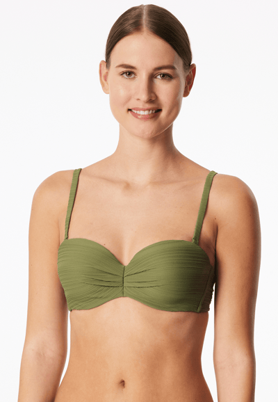 Bandeau-bikini-top met schaal, olijfgroen - aquablauw 36A