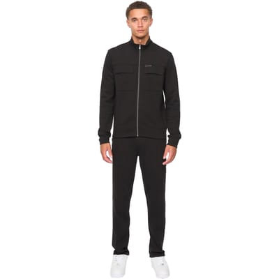 Duck and Cover Mannen Tames Volledige Rits Hoodie en Joggingbroek Set (Zwart)
