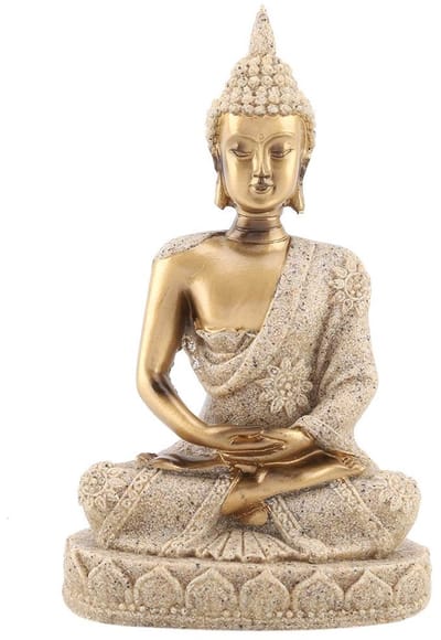 Dailygoods- Boeddha Standbeeld Handgemaakt - Zandsteen/Hars Sculptuur - Retro Woondecoratie - Boeddhisme - Levensecht - Schitterend Vakmanschap - Boeddha Beeld