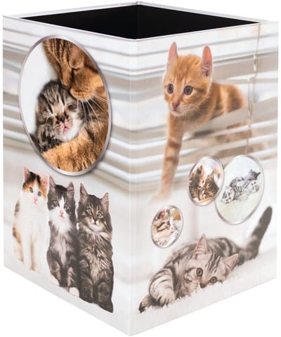Dailygoods- Prullenbak 15 liter - Opvouwbaar - Stevig Karton - Rechthoekige Afvalemmer - Kinderen - Kattenmotief