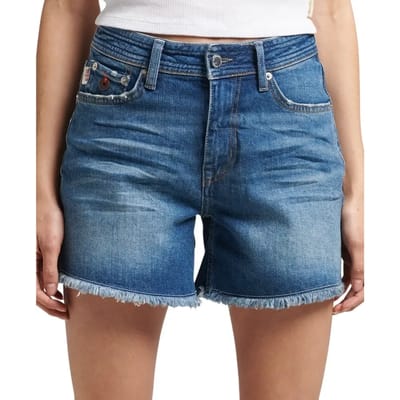 Superdry - Slimfit short met middelhoge taille - Dames - Jeans shorts