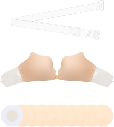 Adhesieve Strapless en Backless Bh, Herbruikbaar en Ademend met 5 Pairs Kleine Tepelcovers voor Comfort en Ondersteuning
