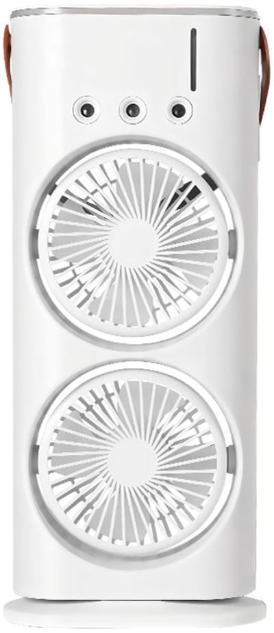 LISM-Draagbare 3-in-1 oplaadbare sproeier met dubbele ventilator, watertank en 3 sproeikoppen - Wit