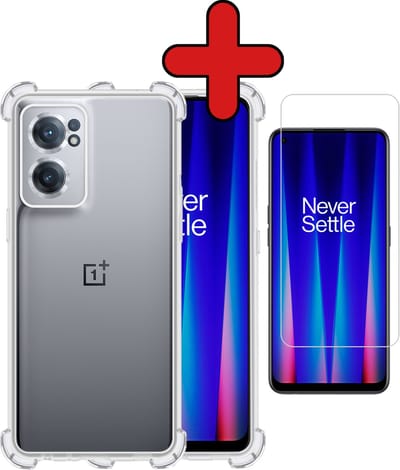 Hoesje - Met Screenprotector - Geschikt voor OnePlus Nord CE 2 - Sterk & Shockproof - Back Cover - Siliconen Case - Telefoon Hoes - Shock Proof - Telefoonhoes - Transparant