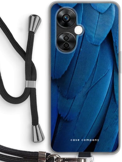 Case Company® - Hoesje met koord geschikt voor OnePlus Nord CE 3 Lite hoesje met Koord - Pauw - Telefoonhoesje met Zwart Koord - Bescherming aan alle Kanten en Over de Schermrand