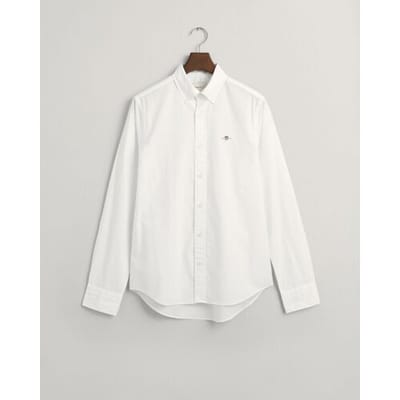 Overhemd Poplin Uni Slim Button Down Subtle GANT Shield Embroidery Wit / male