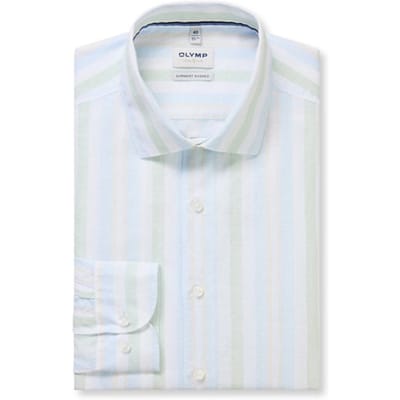 OLYMP Level Five garment washed Overhemd, Body Fit, Kent, Lichtblauw