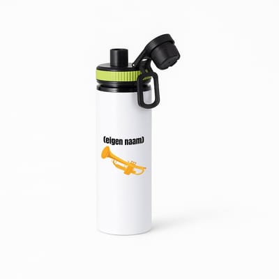 Hacebo® - trompet met eigen naam waterfles met draaidop groen - Trompet - muziek liefhebbers - iemand die houdt van trompetten - verjaardag - cadeau - kado - geschenk - water fles - 850ML
