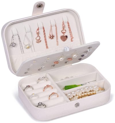 Dailygoody - Juwelenbox - Sieraden Organizer - Compact en Stijlvol - Wit - Perfect voor Reizen - Geschikt voor Vrouwen en Meisjes