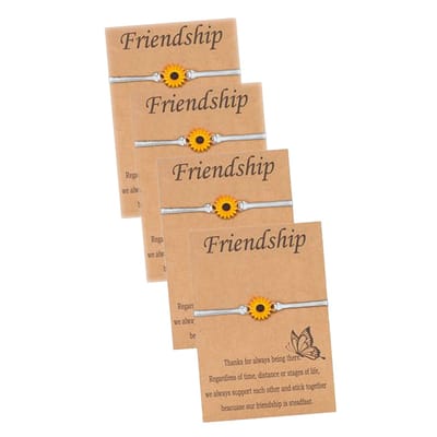 Bixorp Friends Vriendschapsarmbandjes voor 4 met Zonnebloem Wit Bandje - BFF Armband Meisjes - Best Friends Armband Vriendschap Cadeau voor Vier