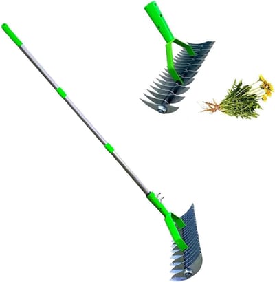 Tuin Aerator Scarifier - Grasbeluchter Rijs - Bodem Verbeteren - Ergonomisch Handvat - 1.7m Lengte - Zilver