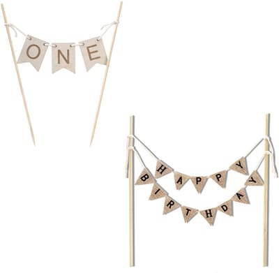 Dailygoods - 2 Stuks Cake Topper 1e Verjaardag - Houten Taartdecoratie