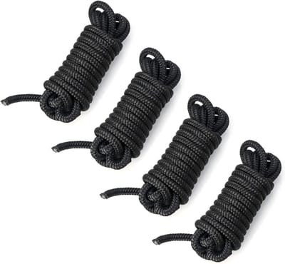 Landproof ankerlijn, gevlochten touw met 30 cm oog, 10 mm x 4,5 m, set van 4, ideaal voor boot en watersport