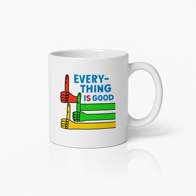 Everything Is Good Mok 330ml – Kleurrijke Positieve Koffiebeker – Motiverend Cadeau voor Vrienden, Familie & Collega’s