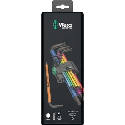 Wera 950 SPKL/9 SM N Inbus Haakse schroevendraaierset 1.5 mm, 2 mm, 2.5 mm, 3 mm, 4 mm, 5 mm, 6 mm, 8 mm, 10 mm 9-delig