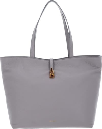 COCCINELLE Leren Schoudertas Shopper Coccinelle Magie Soft Handbag Grained Leather Light Grey Lichtgrijs